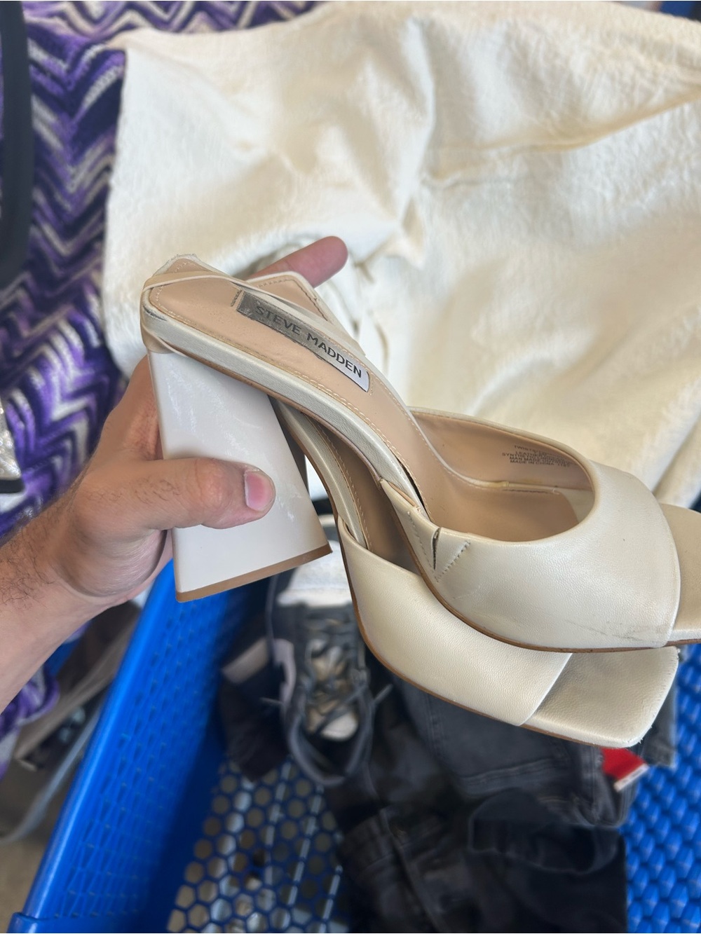 Steve Madden Off-White Platform Mules with Block Heel
